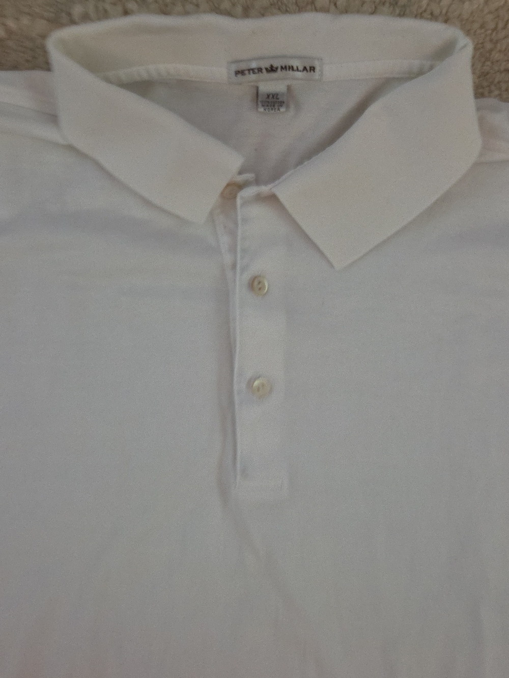 Peter Millar White Men's Polo Shirt, XXL